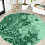 Polynesia Round Carpet Hibiscus and Hawaiian Tribal Tattoo Retro Style Green Color LT9 Green - Polynesian Pride