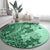 Polynesia Round Carpet Hibiscus and Hawaiian Tribal Tattoo Retro Style Green Color LT9 - Polynesian Pride