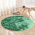 Polynesia Round Carpet Hibiscus and Hawaiian Tribal Tattoo Retro Style Green Color LT9 - Polynesian Pride