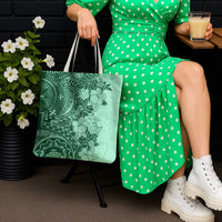 Polynesia Tote Bag Hibiscus Hawaiian Tribal Tattoo Retro Green - Polynesian Pride
