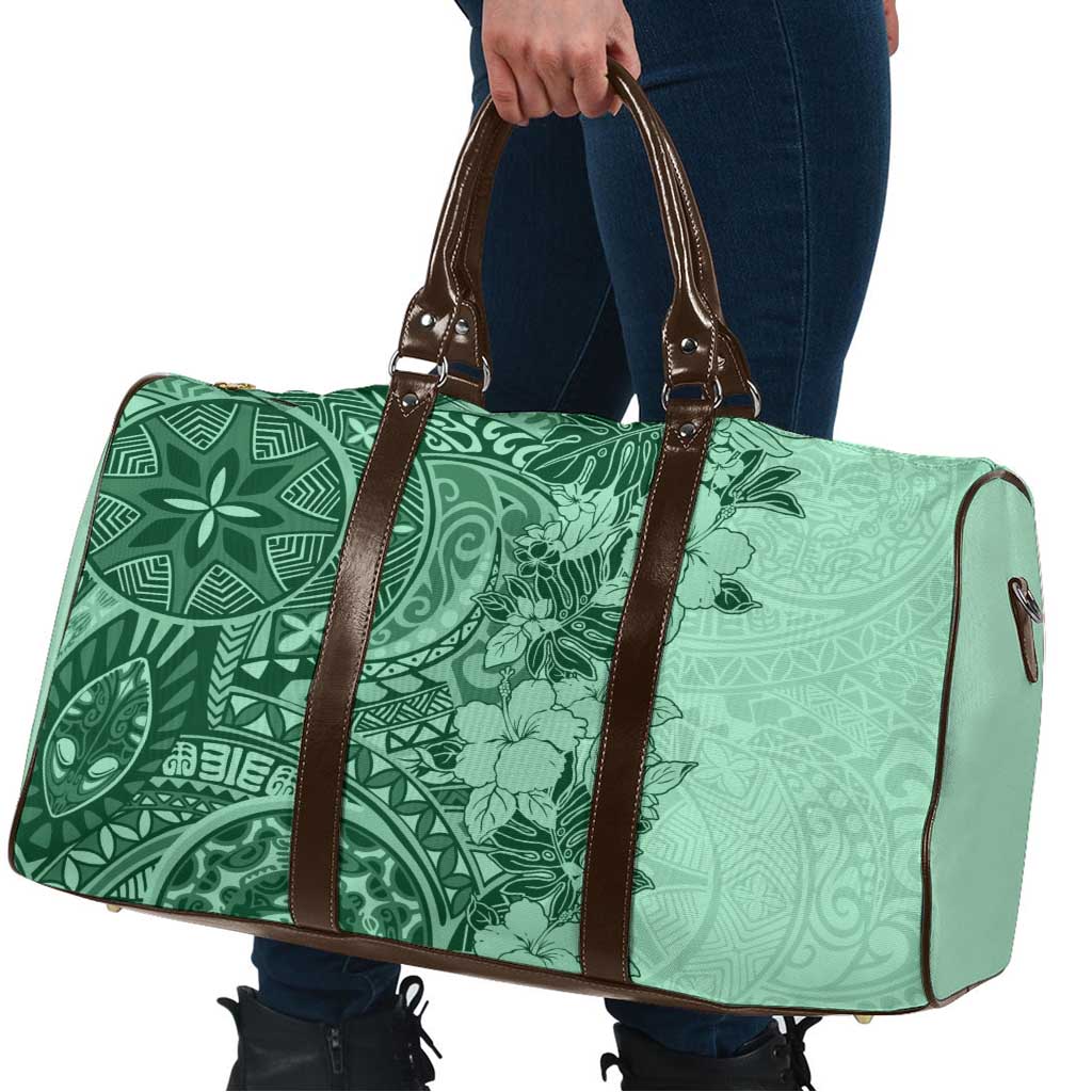 Polynesia Travel Bag Hibiscus Hawaiian Tribal Tattoo Retro Green - Polynesian Pride