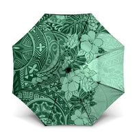 Polynesia Umbrella Hibiscus Hawaiian Tribal Tattoo Retro Green - Polynesian Pride