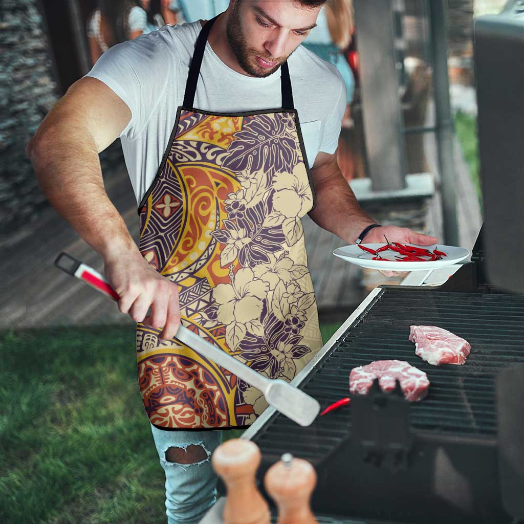 Polynesia Apron Hibiscus Hawaiian Tribal Tattoo Retro Tan - Polynesian Pride