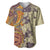 Polynesia Baseball Jersey Hibiscus and Hawaiian Tribal Tattoo Retro Style Tan Color LT9 Tan - Polynesian Pride