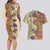 Polynesia Couples Matching Long Sleeve Bodycon Dress and Hawaiian Shirt Hibiscus and Hawaiian Tribal Tattoo Retro Style Tan Color LT9 - Polynesian Pride