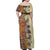 Polynesia Family Matching Off Shoulder Maxi Dress and Hawaiian Shirt Hibiscus and Hawaiian Tribal Tattoo Retro Style Tan Color LT9 - Polynesian Pride