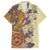 Polynesia Family Matching Off Shoulder Short Dress and Hawaiian Shirt Hibiscus and Hawaiian Tribal Tattoo Retro Style Tan Color LT9 Dad's Shirt - Short Sleeve Tan - Polynesian Pride