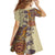 Polynesia Family Matching Short Sleeve Bodycon Dress and Hawaiian Shirt Hibiscus and Hawaiian Tribal Tattoo Retro Style Tan Color LT9 - Polynesian Pride