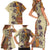 Polynesia Family Matching Short Sleeve Bodycon Dress and Hawaiian Shirt Hibiscus and Hawaiian Tribal Tattoo Retro Style Tan Color LT9 - Polynesian Pride