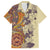 Polynesia Family Matching Short Sleeve Bodycon Dress and Hawaiian Shirt Hibiscus and Hawaiian Tribal Tattoo Retro Style Tan Color LT9 Dad's Shirt - Short Sleeve Tan - Polynesian Pride