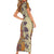 Polynesia Family Matching Short Sleeve Bodycon Dress and Hawaiian Shirt Hibiscus and Hawaiian Tribal Tattoo Retro Style Tan Color LT9 - Polynesian Pride