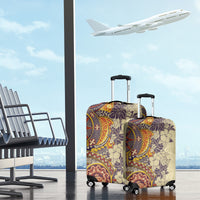 Polynesia Luggage Cover Hibiscus and Hawaiian Tribal Tattoo Retro Style Tan Color LT9 - Polynesian Pride