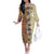 Polynesia Off The Shoulder Long Sleeve Dress Hibiscus and Hawaiian Tribal Tattoo Retro Style Tan Color LT9 Women Tan - Polynesian Pride