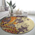 Polynesia Round Carpet Hibiscus and Hawaiian Tribal Tattoo Retro Style Tan Color LT9 - Polynesian Pride