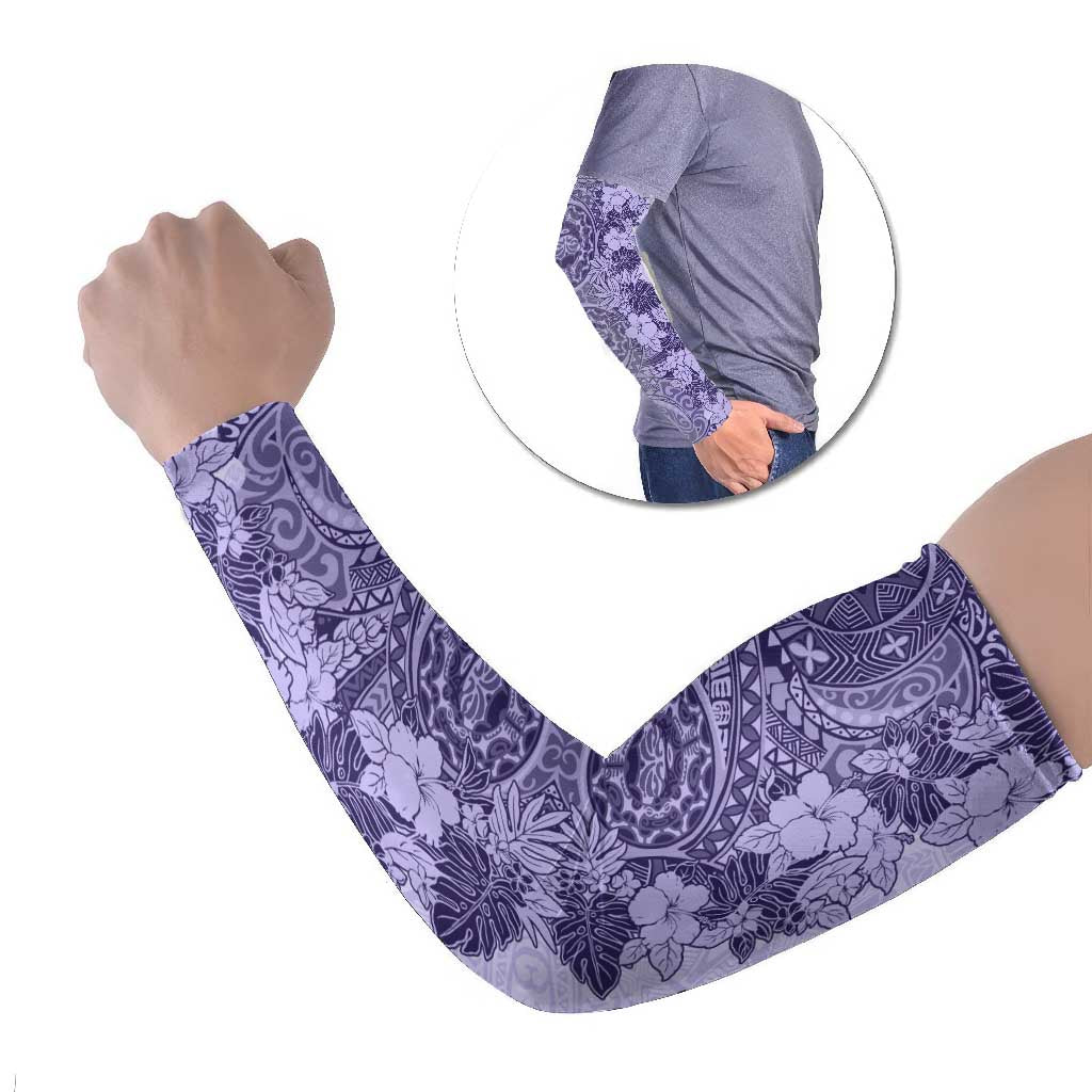 Polynesia Arm Sleeves Hibiscus Hawaiian Tribal Tattoo Retro Violet - Polynesian Pride