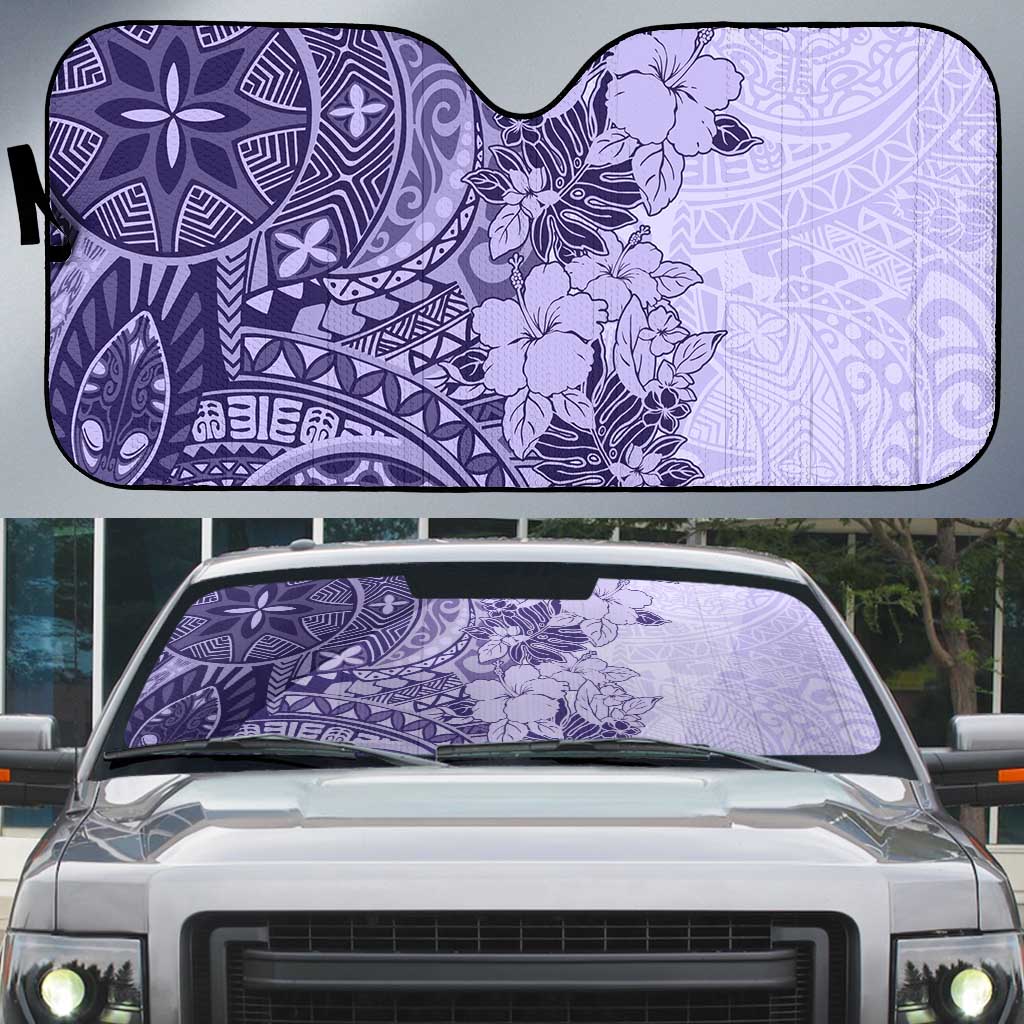 Polynesia Auto Sun Shade Hibiscus Hawaiian Tribal Tattoo Retro Violet - Polynesian Pride