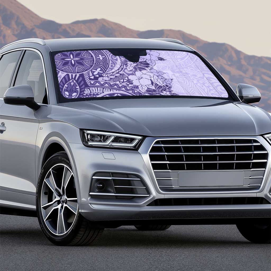 Polynesia Auto Sun Shade Hibiscus Hawaiian Tribal Tattoo Retro Violet - Polynesian Pride
