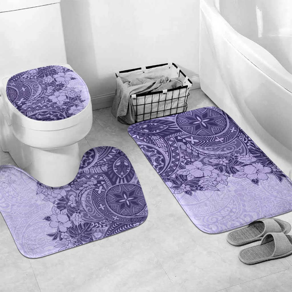 Polynesia Bathroom Set Hibiscus Hawaiian Tribal Tattoo Retro Violet - Polynesian Pride