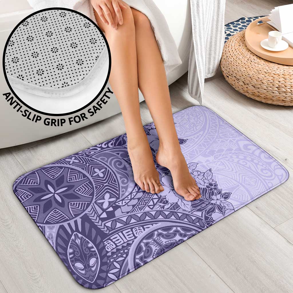 Polynesia Bathroom Set Hibiscus Hawaiian Tribal Tattoo Retro Violet - Polynesian Pride