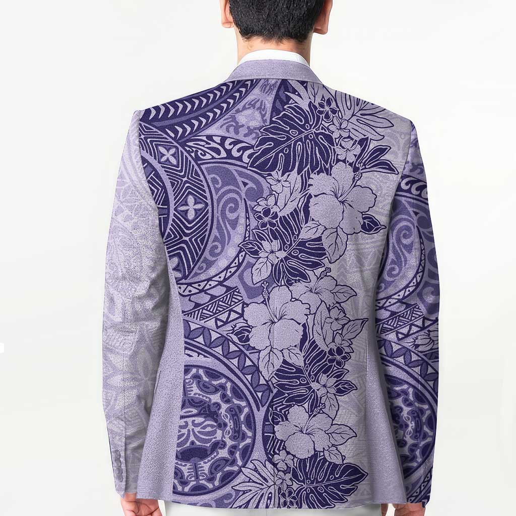Polynesia Blazer Hibiscus Hawaiian Tribal Tattoo Retro Violet - Polynesian Pride