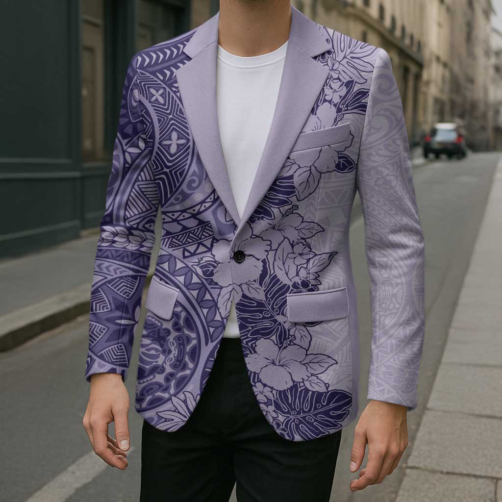Polynesia Blazer Hibiscus Hawaiian Tribal Tattoo Retro Violet - Polynesian Pride
