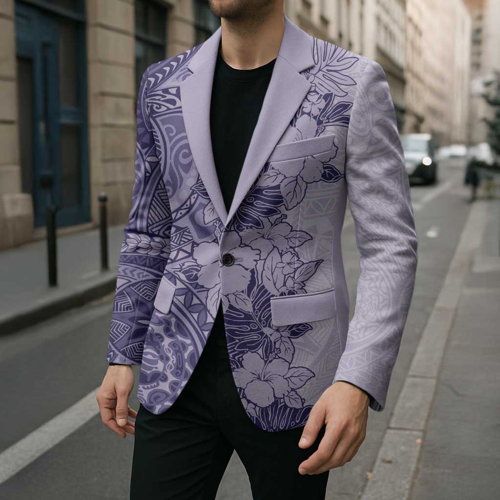 Polynesia Blazer Hibiscus Hawaiian Tribal Tattoo Retro Violet - Polynesian Pride