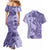 Polynesia Couples Matching Mermaid Dress and Hawaiian Shirt Hibiscus and Hawaiian Tribal Tattoo Retro Style Violet Color LT9 - Polynesian Pride