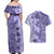 Polynesia Couples Matching Off Shoulder Maxi Dress and Hawaiian Shirt Hibiscus and Hawaiian Tribal Tattoo Retro Style Violet Color LT9 - Polynesian Pride