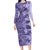 Polynesia Family Matching Long Sleeve Bodycon Dress and Hawaiian Shirt Hibiscus and Hawaiian Tribal Tattoo Retro Style Violet Color LT9 Mom's Dress Violet - Polynesian Pride