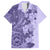 Polynesia Family Matching Off Shoulder Short Dress and Hawaiian Shirt Hibiscus and Hawaiian Tribal Tattoo Retro Style Violet Color LT9 Dad's Shirt - Short Sleeve Violet - Polynesian Pride