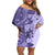 Polynesia Family Matching Off Shoulder Short Dress and Hawaiian Shirt Hibiscus and Hawaiian Tribal Tattoo Retro Style Violet Color LT9 Mom's Dress Violet - Polynesian Pride