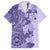 Polynesia Family Matching Short Sleeve Bodycon Dress and Hawaiian Shirt Hibiscus and Hawaiian Tribal Tattoo Retro Style Violet Color LT9 Dad's Shirt - Short Sleeve Violet - Polynesian Pride