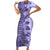 Polynesia Family Matching Short Sleeve Bodycon Dress and Hawaiian Shirt Hibiscus and Hawaiian Tribal Tattoo Retro Style Violet Color LT9 Mom's Dress Violet - Polynesian Pride