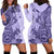 Polynesia Hoodie Dress Hibiscus and Hawaiian Tribal Tattoo Retro Style Violet Color LT9 - Polynesian Pride