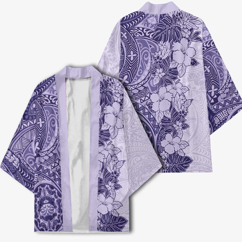 Polynesia Kimono Hibiscus Hawaiian Tribal Tattoo Retro Violet - Polynesian Pride