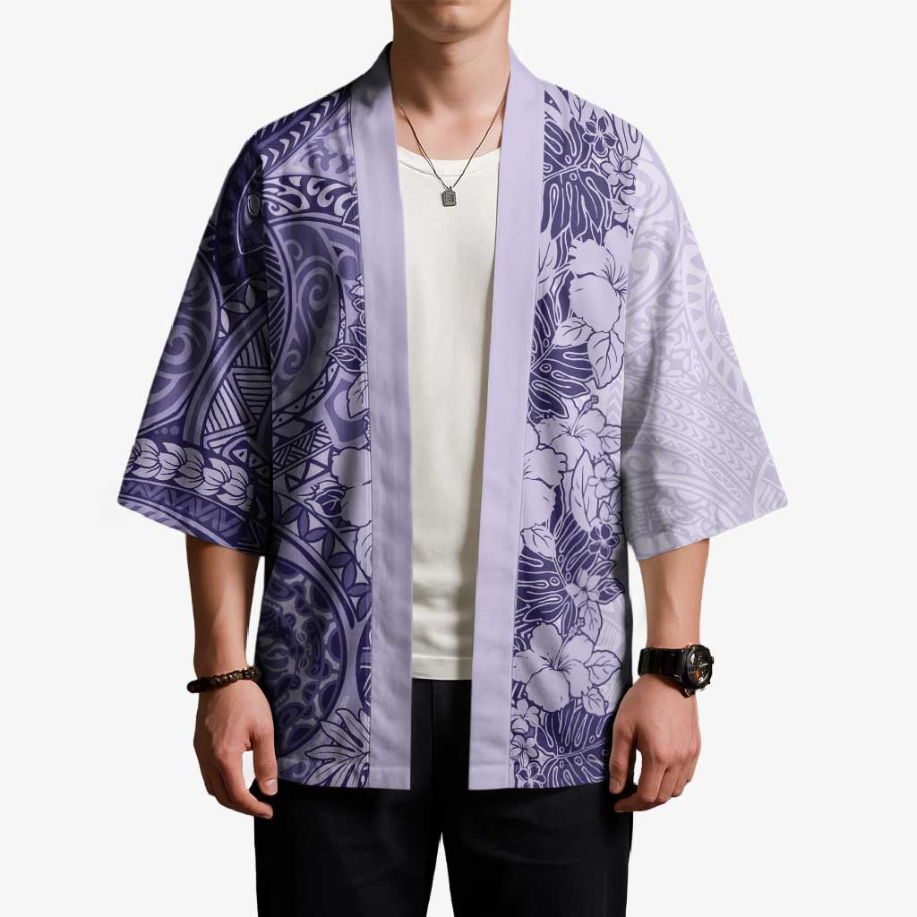 Polynesia Kimono Hibiscus Hawaiian Tribal Tattoo Retro Violet - Polynesian Pride