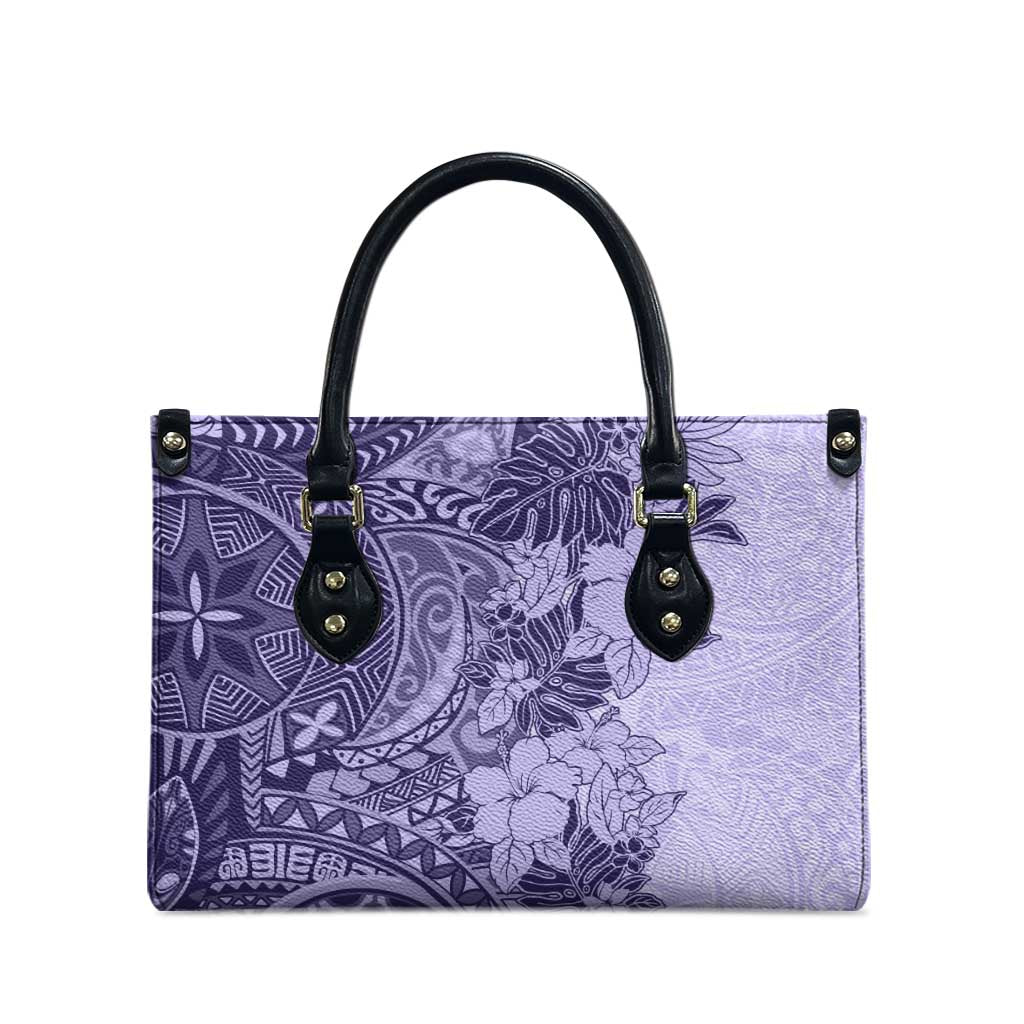 Polynesia Leather Bag Hibiscus Hawaiian Tribal Tattoo Retro Violet - Polynesian Pride