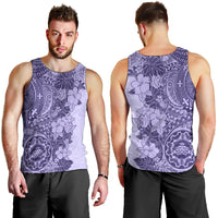 Polynesia Men Tank Top Hibiscus and Hawaiian Tribal Tattoo Retro Style Violet Color LT9 - Polynesian Pride
