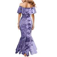 Polynesia Mermaid Dress Hibiscus and Hawaiian Tribal Tattoo Retro Style Violet Color LT9 - Polynesian Pride