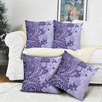 Polynesia Pillow Cover Hibiscus Hawaiian Tribal Tattoo Retro Violet - Polynesian Pride