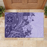 Polynesia Rubber Doormat Hibiscus and Hawaiian Tribal Tattoo Retro Style Violet Color LT9 - Polynesian Pride