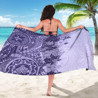 Polynesia Sarong Hibiscus and Hawaiian Tribal Tattoo Retro Style Violet Color LT9 - Polynesian Pride