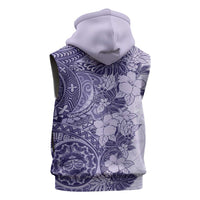 Polynesia Sleeveless Hoodie Hibiscus Hawaiian Tribal Tattoo Retro Violet - Polynesian Pride