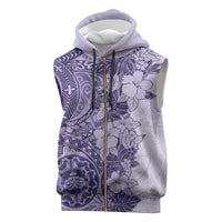 Polynesia Sleeveless Zip Hoodie Hibiscus Hawaiian Tribal Tattoo Retro Violet - Polynesian Pride