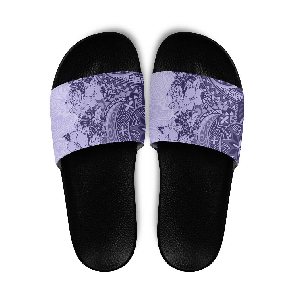 Polynesia Slide Sandals Hibiscus Hawaiian Tribal Tattoo Retro Violet - Polynesian Pride