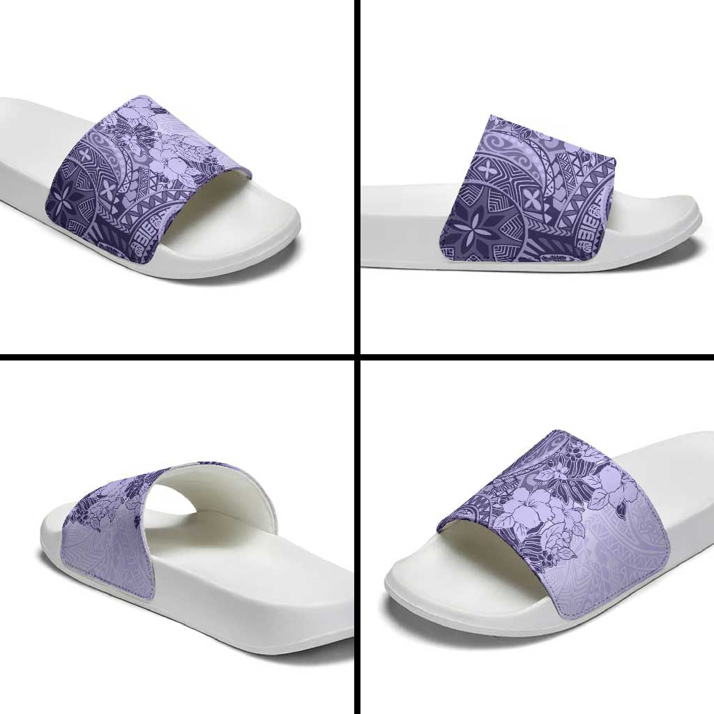 Polynesia Slide Sandals Hibiscus Hawaiian Tribal Tattoo Retro Violet - Polynesian Pride