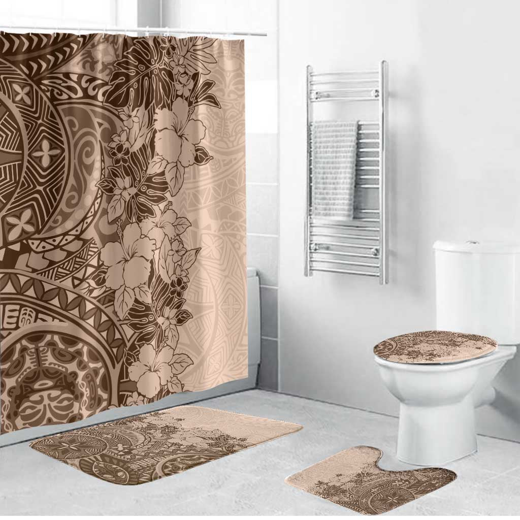 Polynesia Bathroom Set Hibiscus Hawaiian Tribal Tattoo Retro Pink Pastel - Polynesian Pride