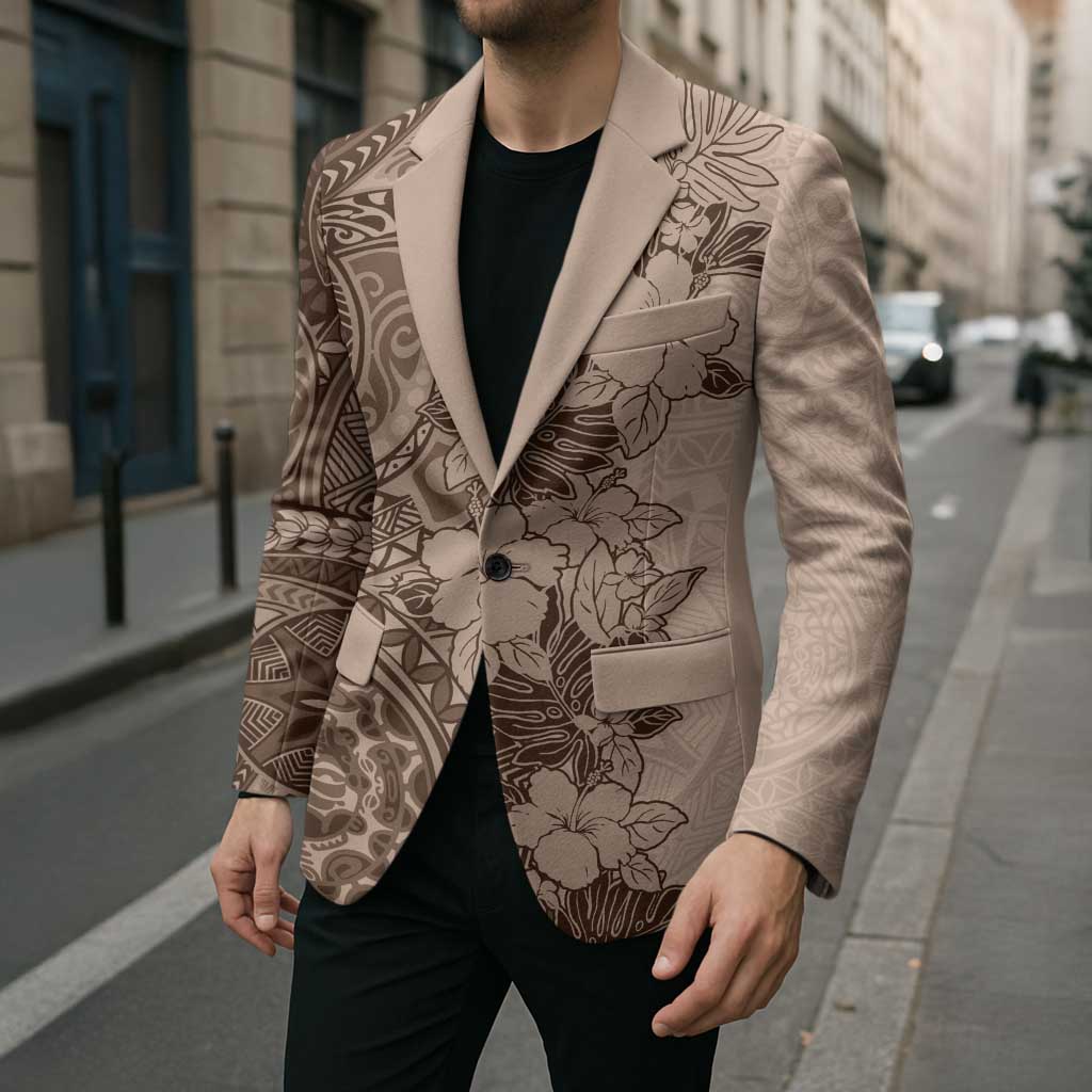 Polynesia Blazer Hibiscus Hawaiian Tribal Tattoo Retro Pink Pastel - Polynesian Pride