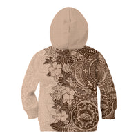 Polynesia Kid Hoodie Hibiscus and Hawaiian Tribal Tattoo Retro Style Pink Pastel LT9 - Polynesian Pride