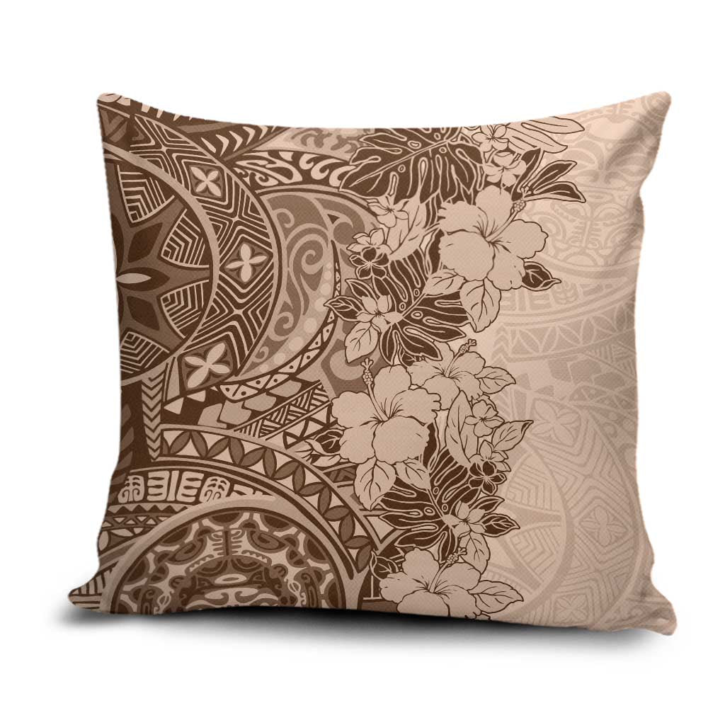 Polynesia Pillow Cover Hibiscus Hawaiian Tribal Tattoo Retro Pink Pastel - Polynesian Pride